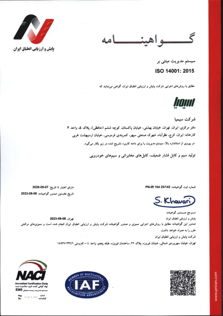 لیست قیمت سیم و کابل سیمیا